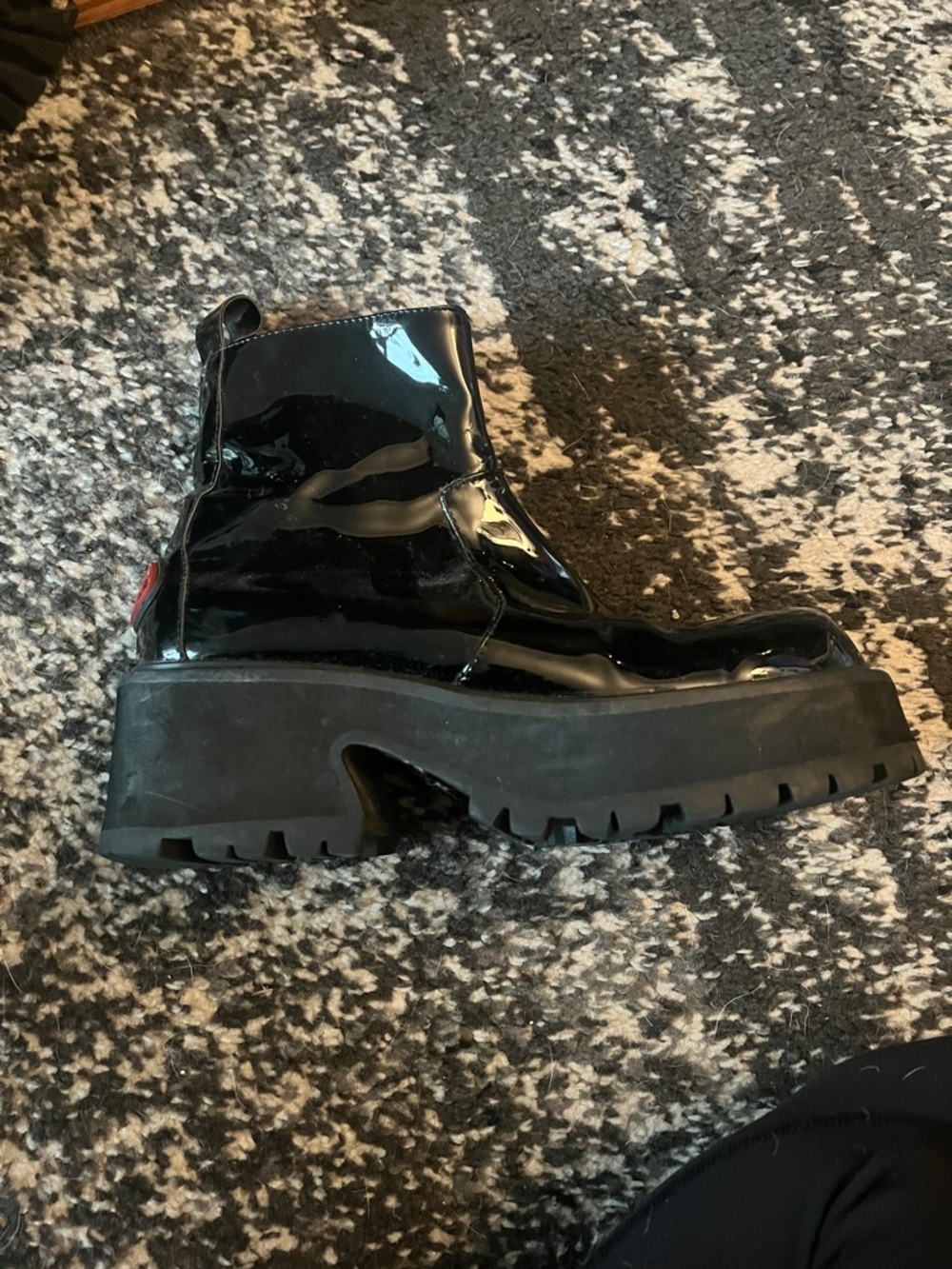 UNIF Black Patent Chunky Platform Ankle Boots with Side Zips - Picture 10 of 14